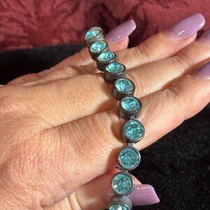 Touchstone Crystal by Swarovski Ice Tennis Bracelet Turquoise Color!